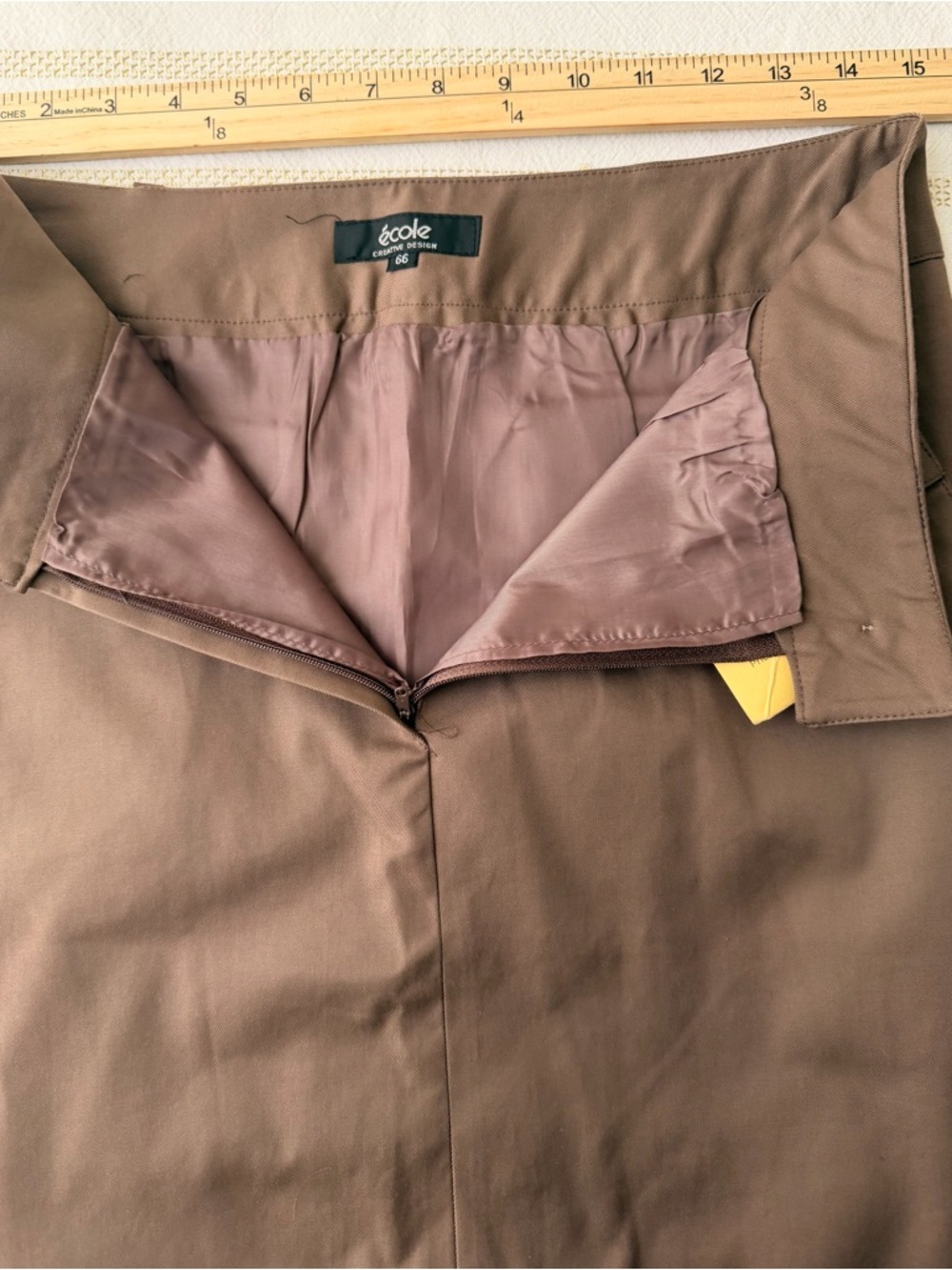 École Creative Design Brown Midi Skirt Size 6 | Minimalist European Chic - Picture 6 of 8